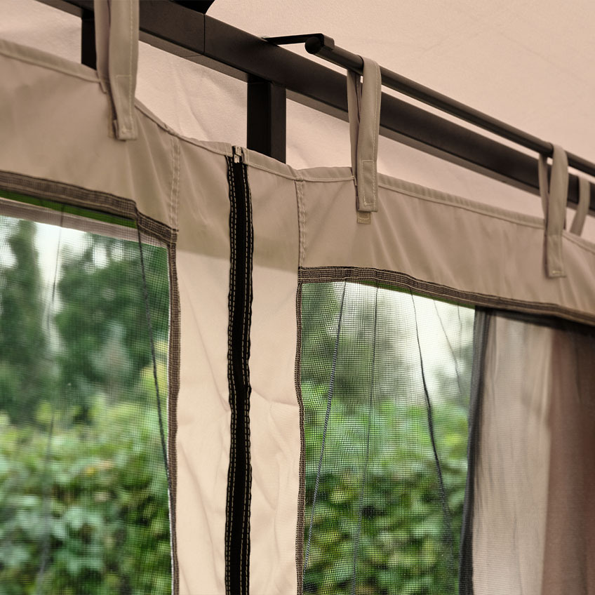 Interior look of gazebo with sides as insect screens 