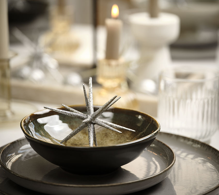 Table setting with plate, bowl and decoration 