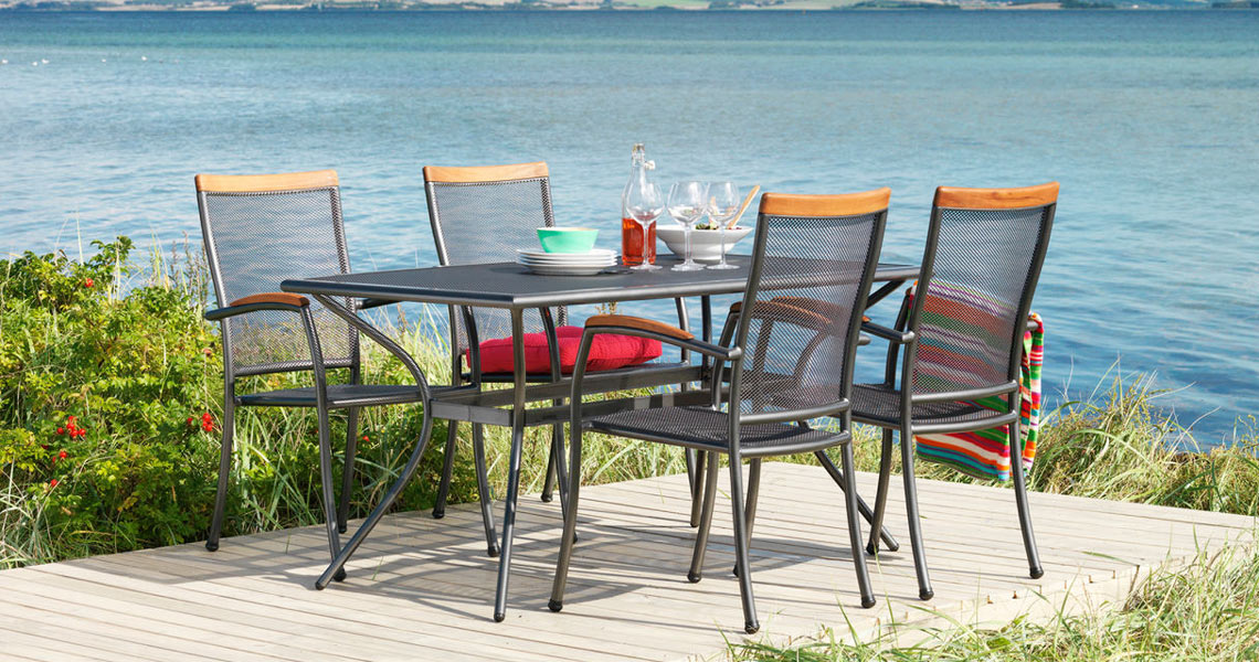 Metal and wicker garden furniture from JYSK