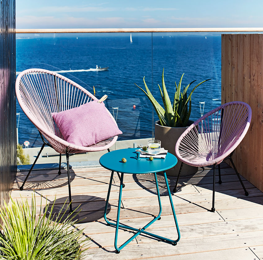 Bright coloured childrens garden chairs